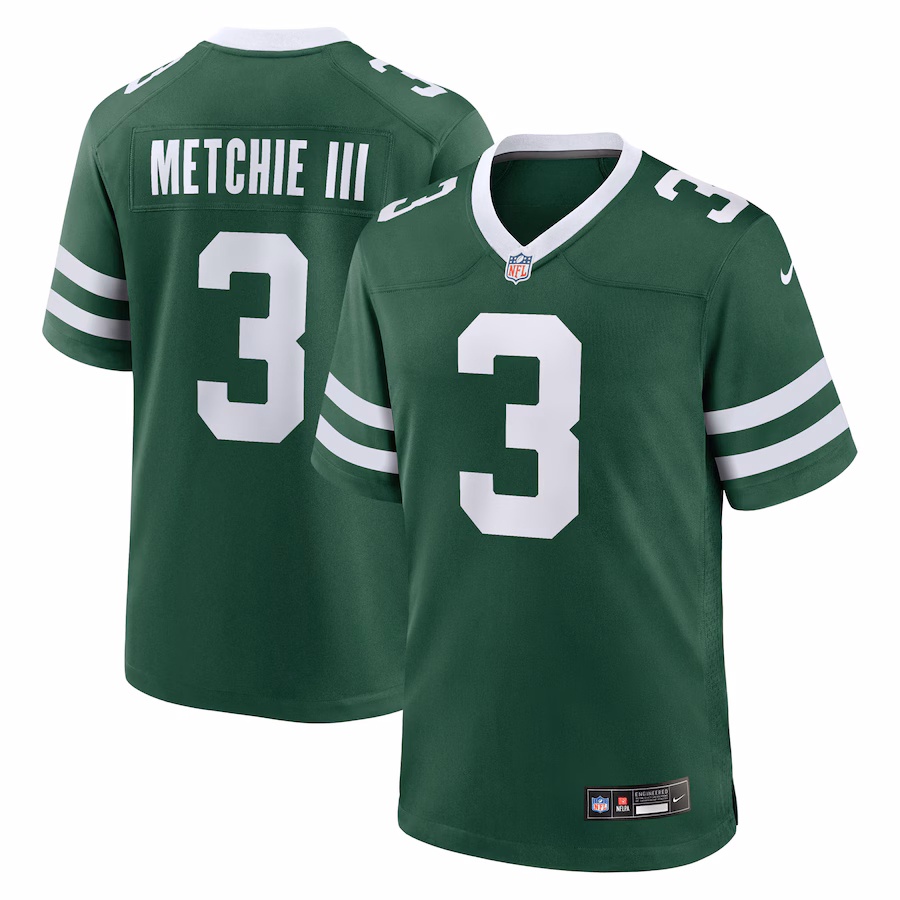 Men's New York Jets John Metchie III Nike Legacy Green Team Game Jersey - Ujersey