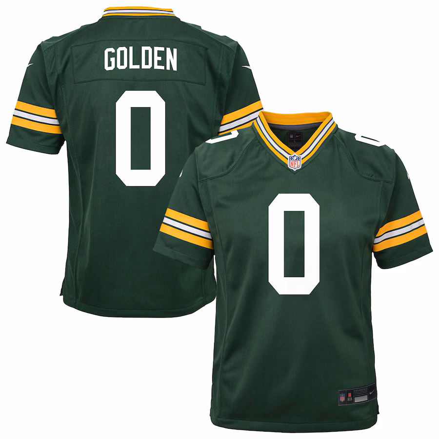 Youth Green Bay Packers Matthew Golden Nike Green Team Game Jersey - Ujersey