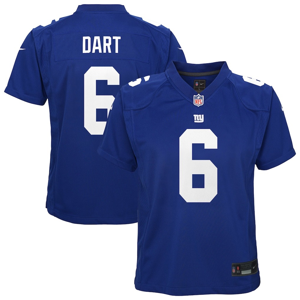 Youth New York Giants Jaxson Dart Nike Royal Team Game Jersey - Ujersey