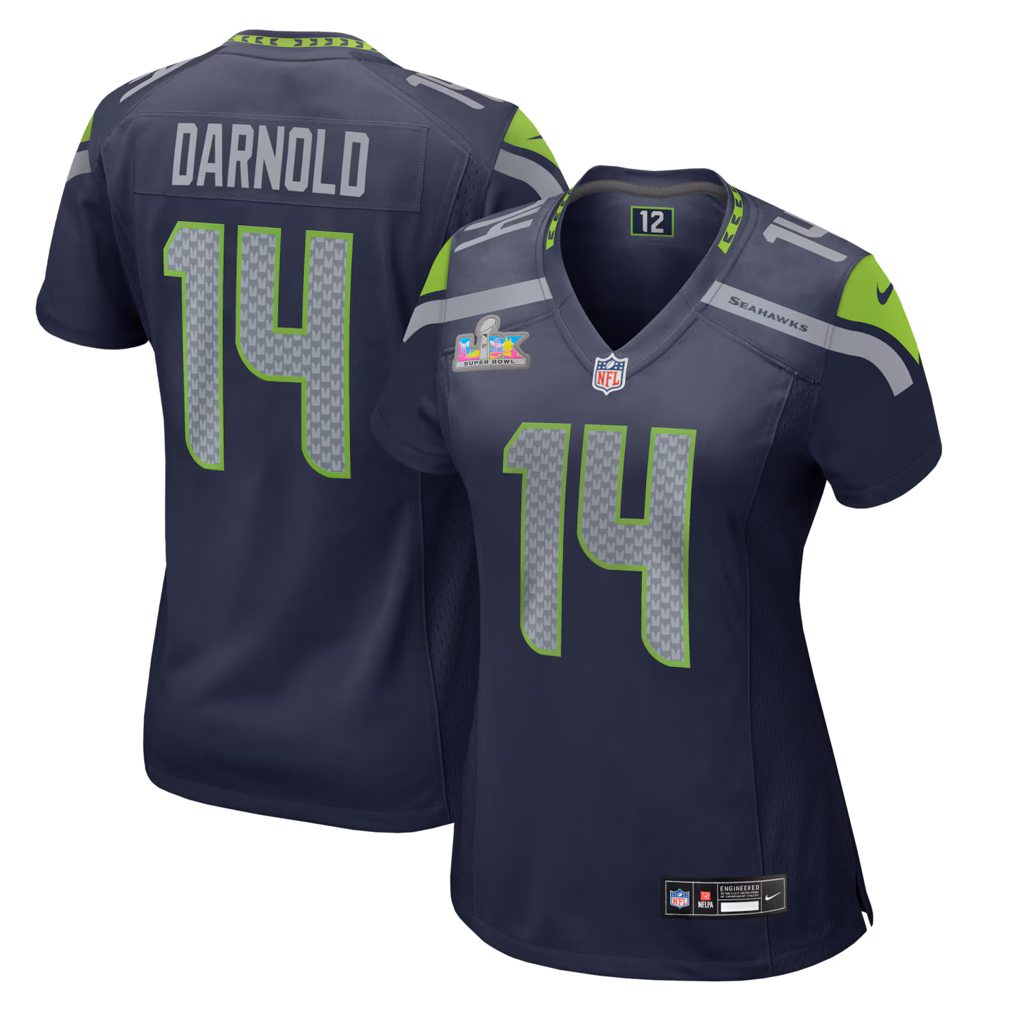 Women's Seattle Seahawks Sam Darnold Nike College Navy Super Bowl LX Patch Game Jersey - Ujersey