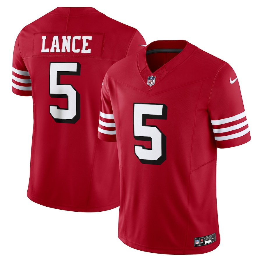 Men's San Francisco 49ers Trey Lance Nike Scarlet Vapor F.U.S.E. Limited Jersey - U-jersey