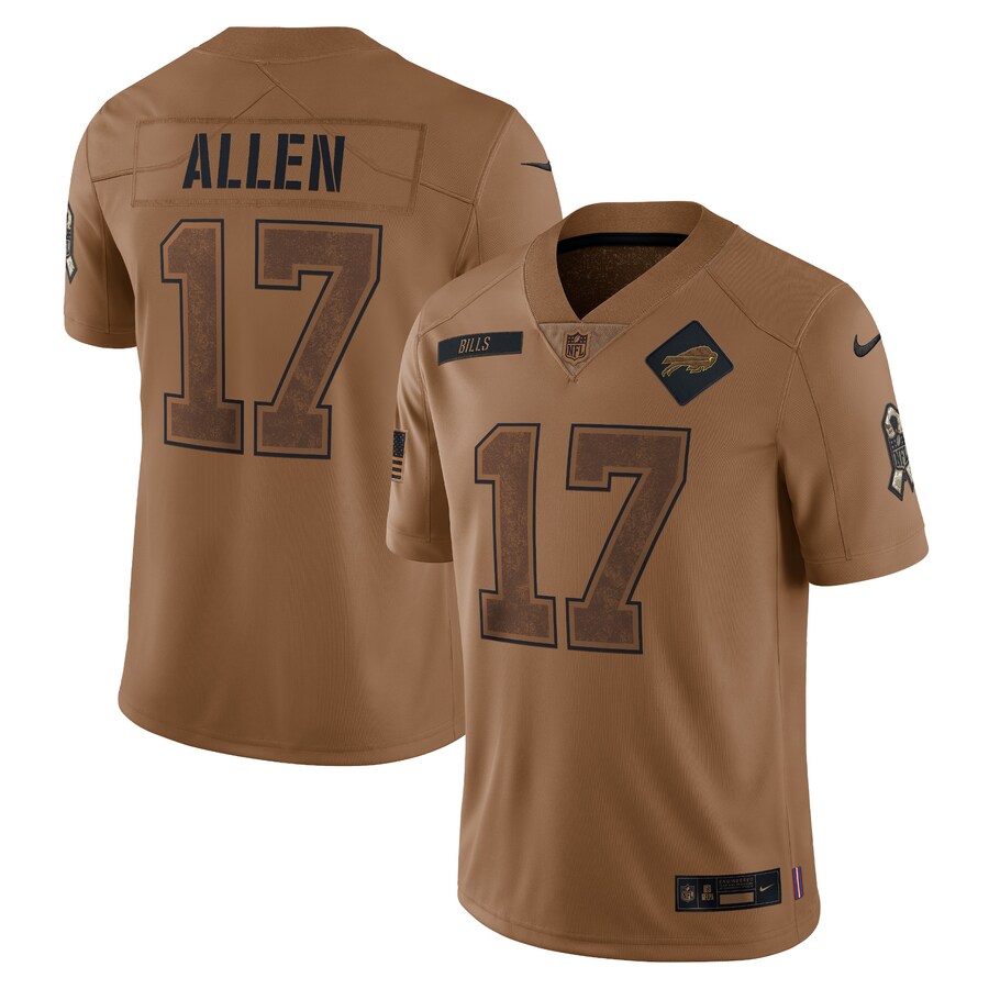 Men's Buffalo Bills Josh Allen Nike Brown 2023 Salute To Service Limited Jersey - U-jersey
