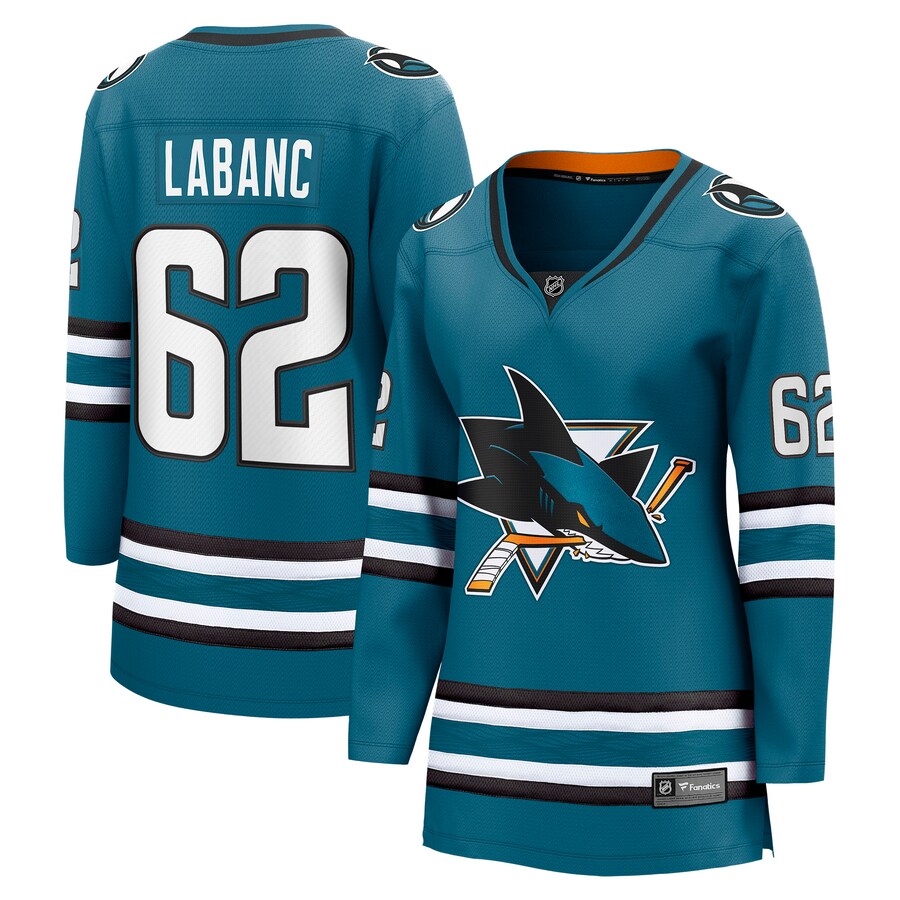 Women's San Jose Sharks Kevin Labanc Fanatics Branded Teal Home Breakaway Player Jersey - U-jersey