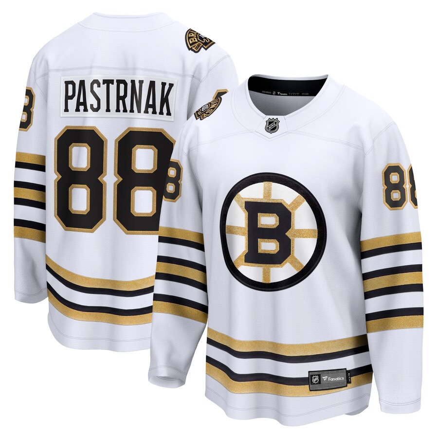 Men's Boston Bruins David Pastrnak Fanatics Branded White 100th Anniversary Premier Breakaway Player Jersey - U-jersey