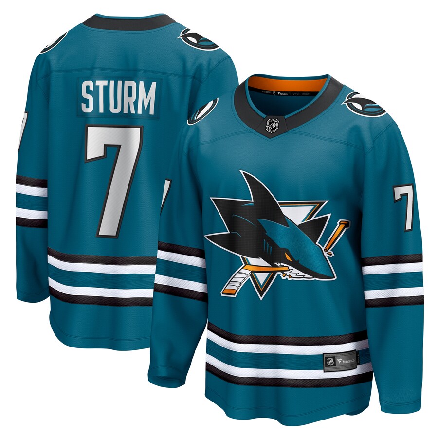 Men's San Jose Sharks Nico Sturm Fanatics Branded Teal Home Breakaway Jersey - U-jersey