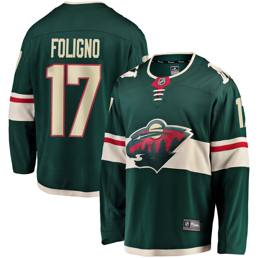 Men's Minnesota Wild Marcus Foligno Fanatics Branded Green Breakaway Jersey - U-jersey