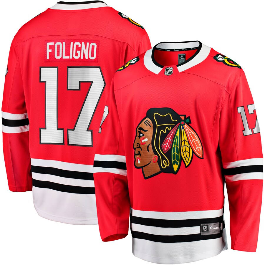 Men's Chicago Blackhawks Nick Foligno Fanatics Branded Red Home Breakaway Jersey - U-jersey