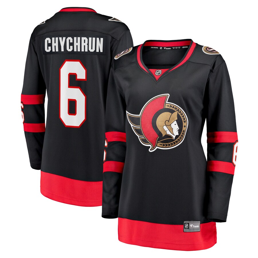Women's Ottawa Senators Jakob Chychrun Fanatics Branded Black Home Breakaway Jersey - U-jersey