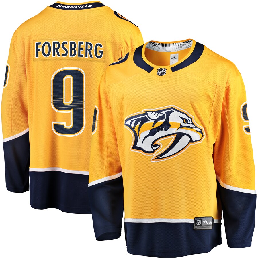 Men's Nashville Predators Filip Forsberg Fanatics Branded Gold Home Breakaway Jersey - U-jersey