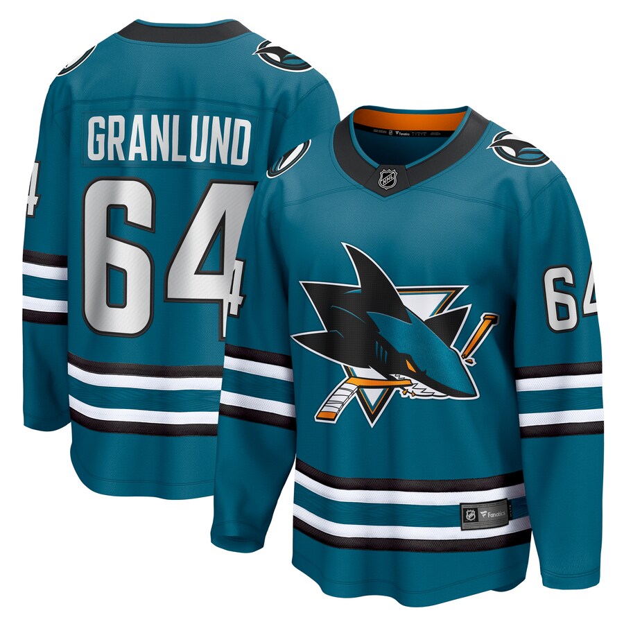 Men's San Jose Sharks Mikael Granlund Fanatics Branded Teal Home Breakaway Jersey - U-jersey