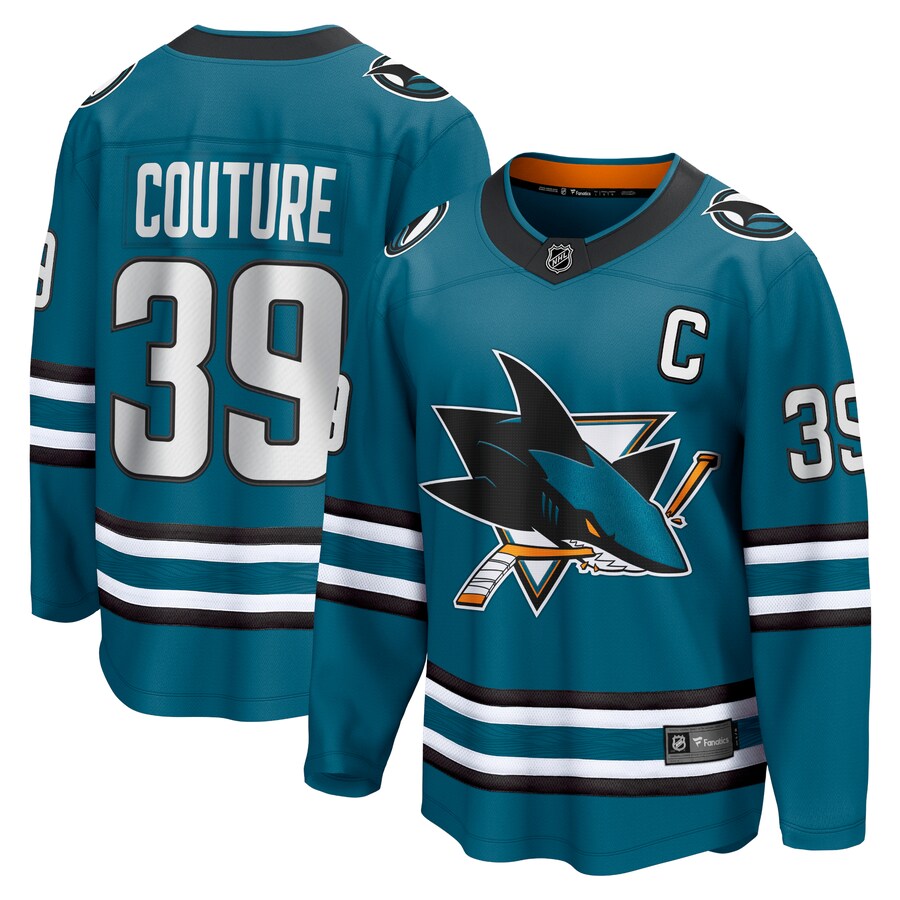 Men's San Jose Sharks Logan Couture Fanatics Branded Teal Home Premier Breakaway Player Jersey - U-jersey