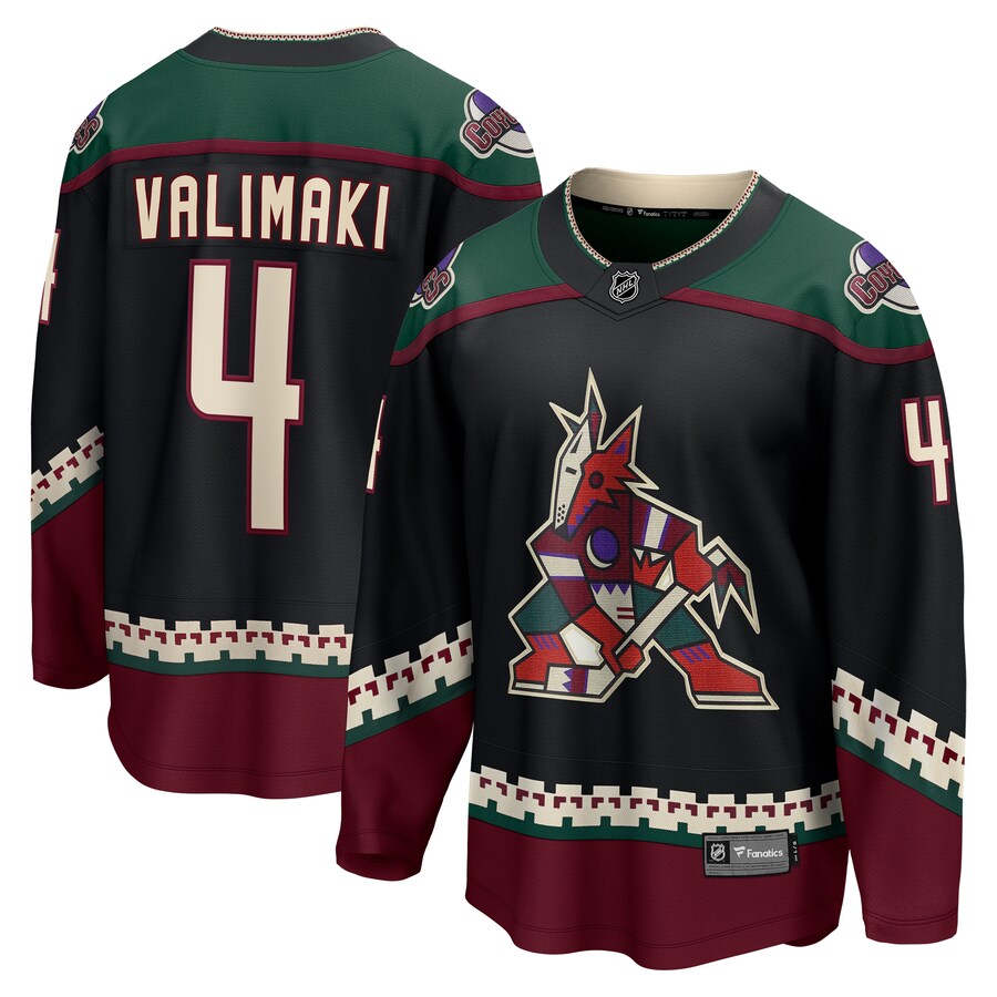 Men's Arizona Coyotes Juuso Valimaki Fanatics Branded Black Home Breakaway Jersey - U-jersey
