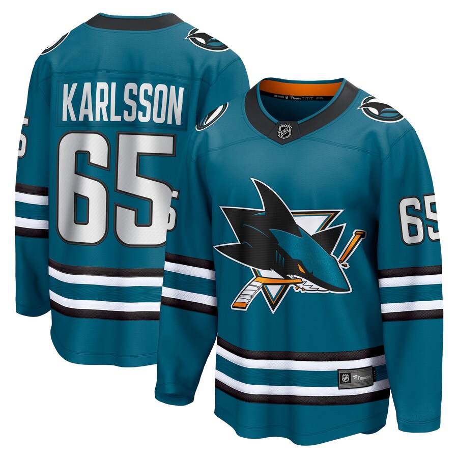 Men's San Jose Sharks Erik Karlsson Fanatics Branded Teal Home Premier Breakaway Player Jersey - U-jersey