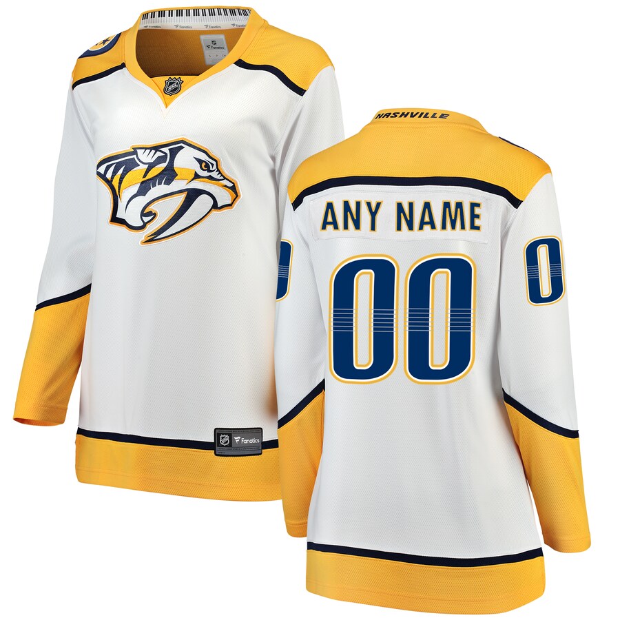 Women's Nashville Predators Fanatics Branded White Away Breakaway Custom Jersey - U-jersey