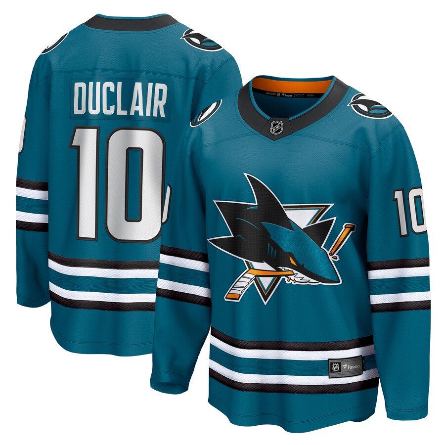 Men's San Jose Sharks Anthony Duclair Fanatics Branded Teal Home Breakaway Jersey - U-jersey