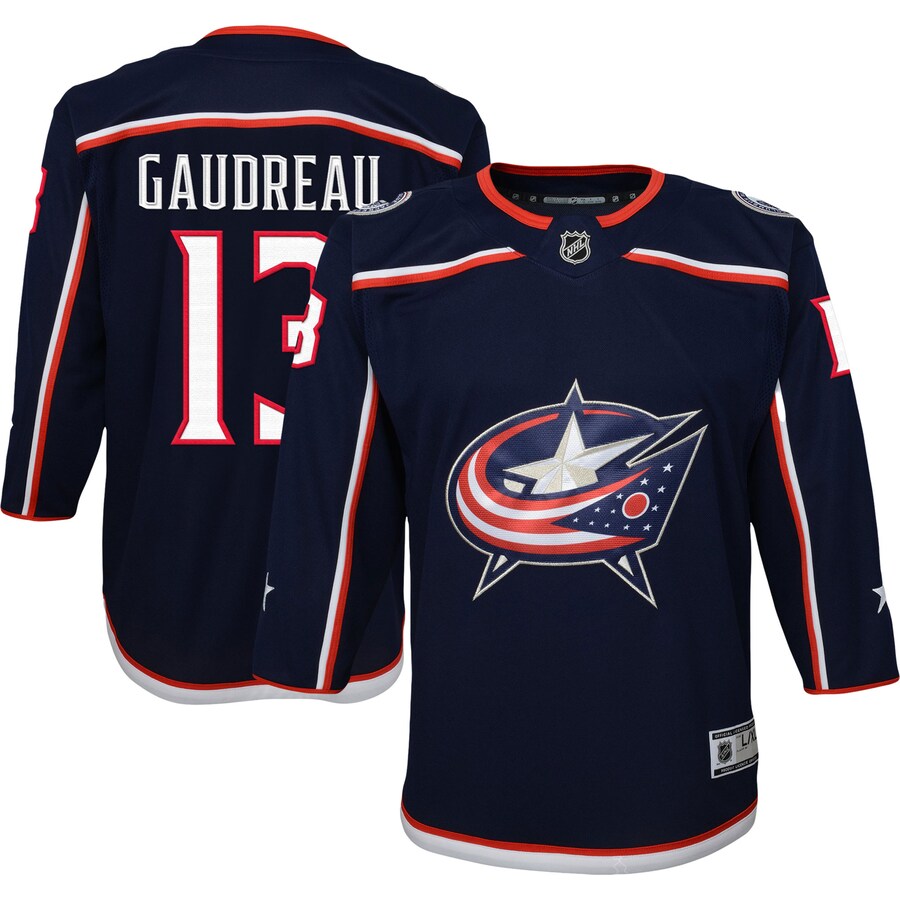 Youth Columbus Blue Jackets Johnny Gaudreau Navy 2022/23 Premier Player Jersey - U-jersey