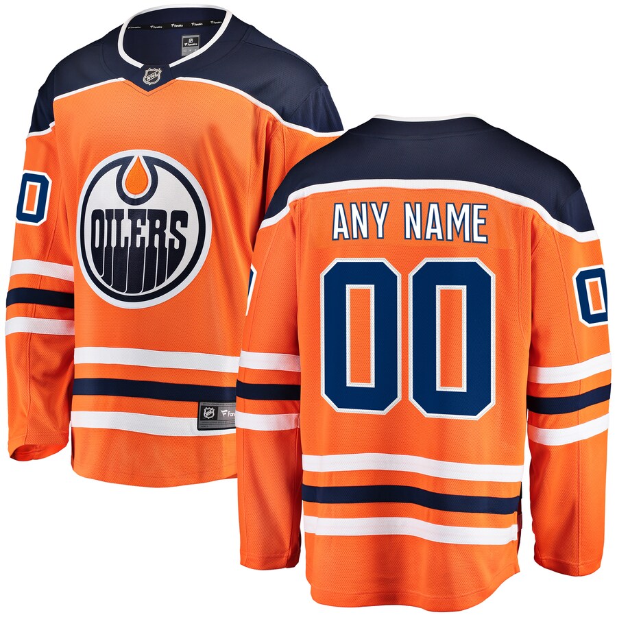 Men's Edmonton Oilers Fanatics Branded Orange Home Breakaway Custom Jersey - U-jersey