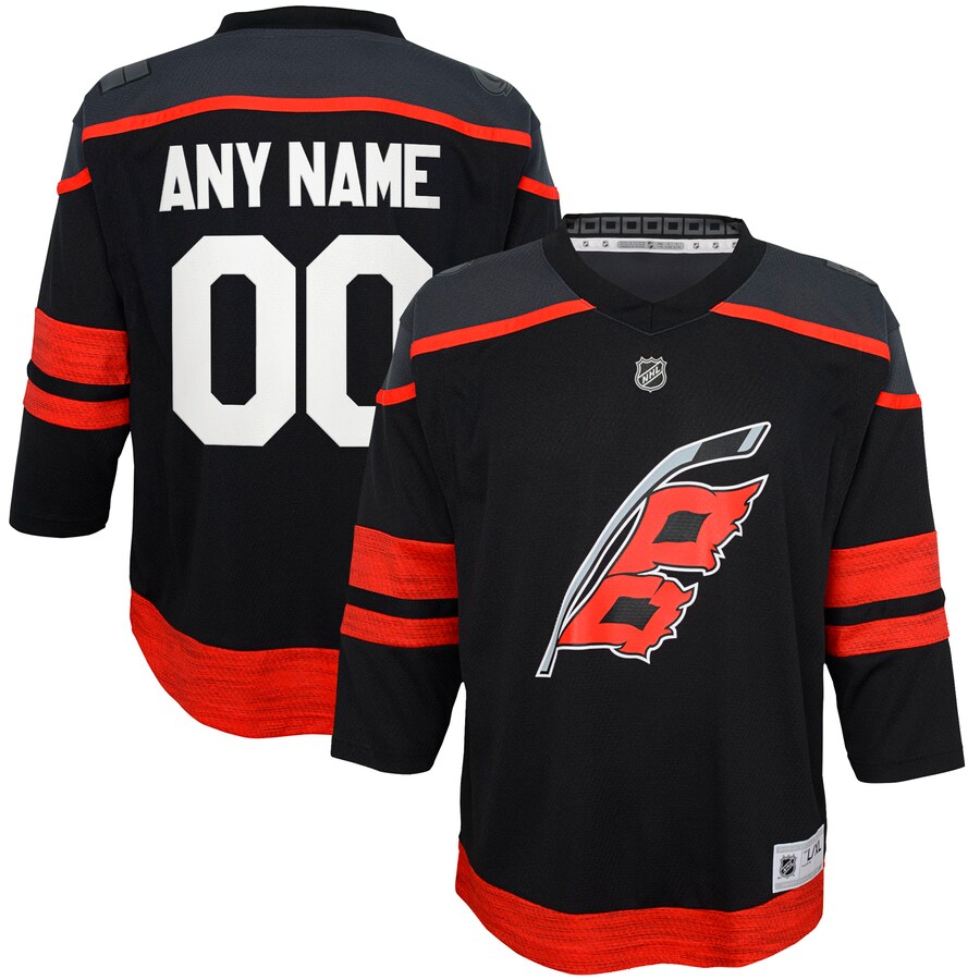 Youth Carolina Hurricanes  Black Home Replica Custom Jersey - U-jersey