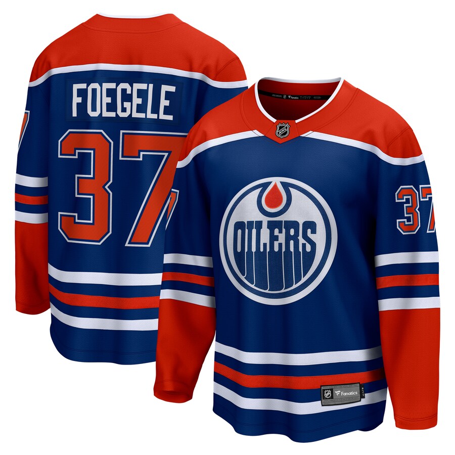 Men's Edmonton Oilers Warren Foegele Fanatics Branded Royal Home Breakaway Jersey - U-jersey