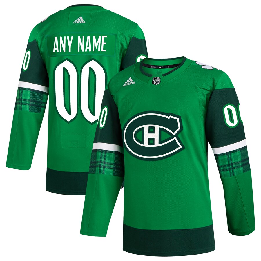 Men's Montreal Canadiens  adidas Kelly Green St. Patrick's Day Authentic Custom Jersey - U-jersey