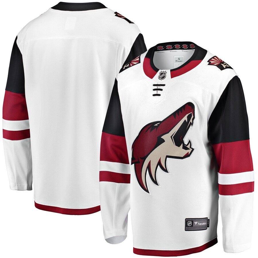 Men's Arizona Coyotes Fanatics Branded White Breakaway Away Jersey - U-jersey