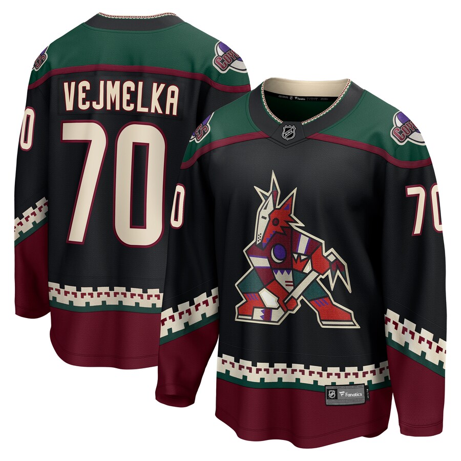 Men's Arizona Coyotes Karel Vejmelka Fanatics Branded Black Home Breakaway Jersey - U-jersey