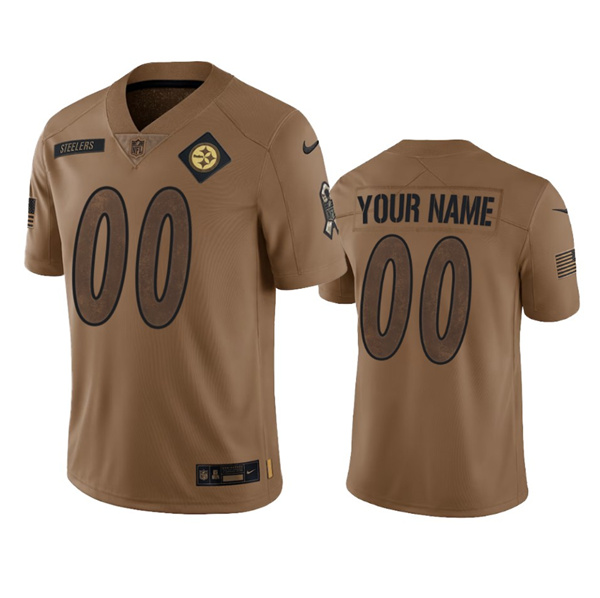 Men's Pittsburgh Steelers Active Player Custom 2023 Brown Salute To Setvice Limited Football Stitched Jersey - U-jersey