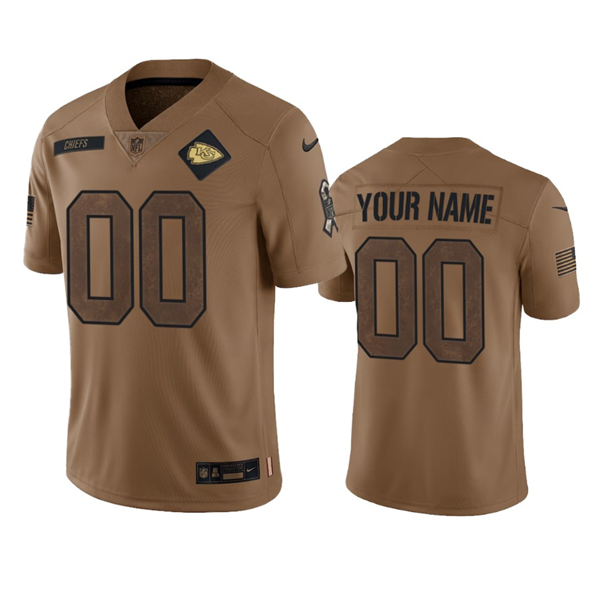 Men's Kansas City Chiefs Active Player Custom 2023 Brown Salute To Service Limited Football Stitched Jersey - U-jersey