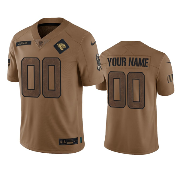 Men's Jacksonville Jaguars Active Player Custom 2023 Brown Salute To Service Limited Football Stitched Jersey - U-jersey
