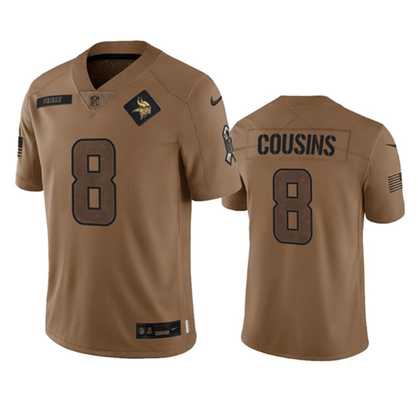 Men's Minnesota Vikings #8 Kirk Cousins 2023 Brown Salute To Service Limited Football Stitched Jersey - U-jersey