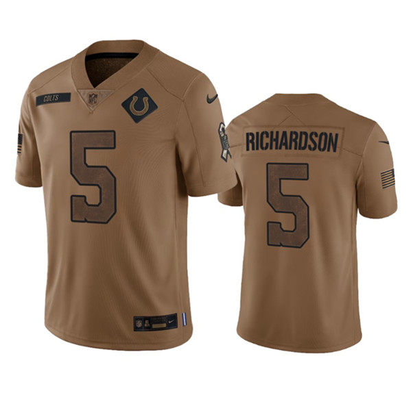 Men's Indianapolis Colts #5 Anthony Richardson 2023 Brown Salute To Sertvice Limited Football Stitched Jersey - U-jersey