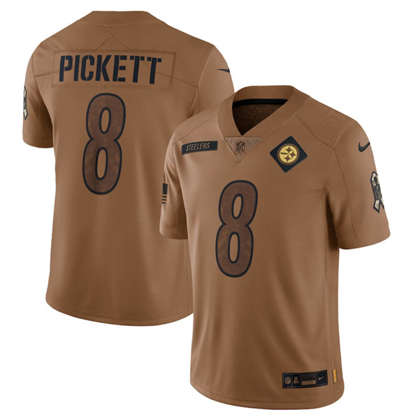 Men's Pittsburgh Steelers #8 Kenny Pickett 2023 Brown Salute To Service Limited Football Stitched Jersey - U-jersey