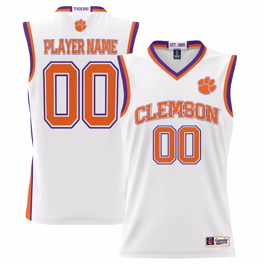 Clemson Tigers GameDay Greats Youth NIL Pick-A-Player Lightweight Basketball Jersey - White - U-jersey