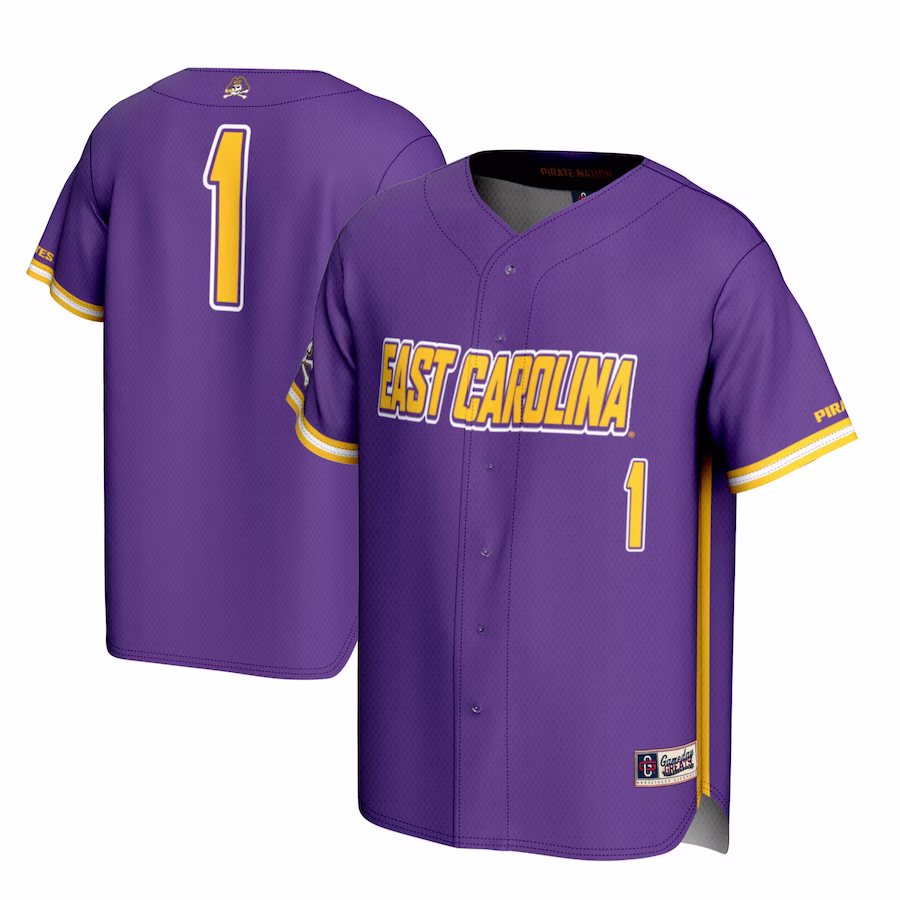 #1 ECU Pirates GameDay Greats Lightweight Baseball Jersey - Purple - U-jersey