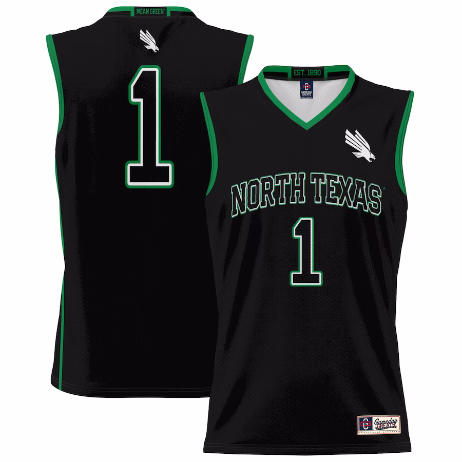 #1 North Texas Mean Green GameDay Greats Unisex Lightweight Basketball Jersey - Black - U-jersey