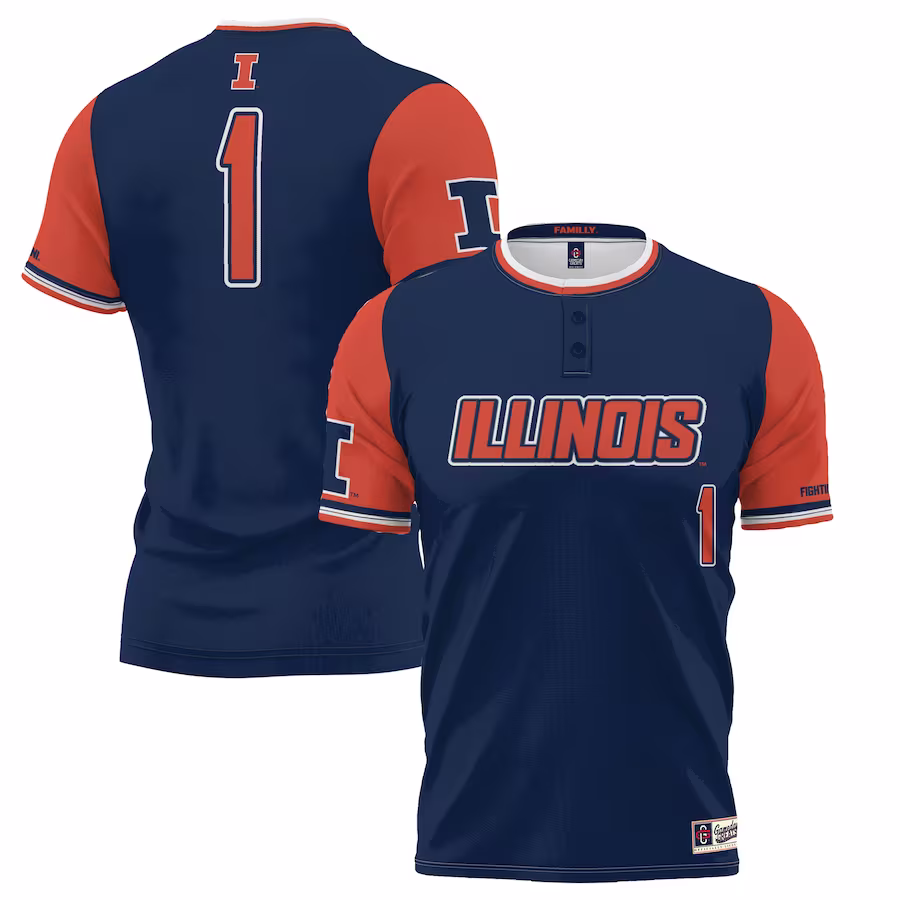 #1 Illinois Fighting Illini GameDay Greats Unisex Lightweight Softball Jersey - Navy - U-jersey
