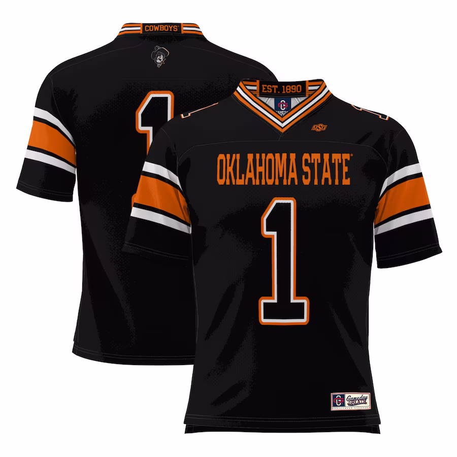 #1 Oklahoma State Cowboys GameDay Greats Football Jersey - Black - U-jersey