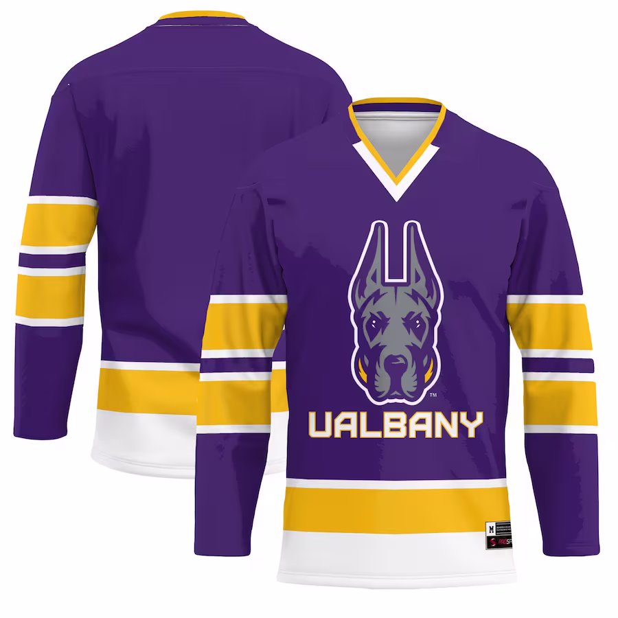 UAlbany Great Danes GameDay Greats Youth Hockey Jersey - Purple - U-jersey
