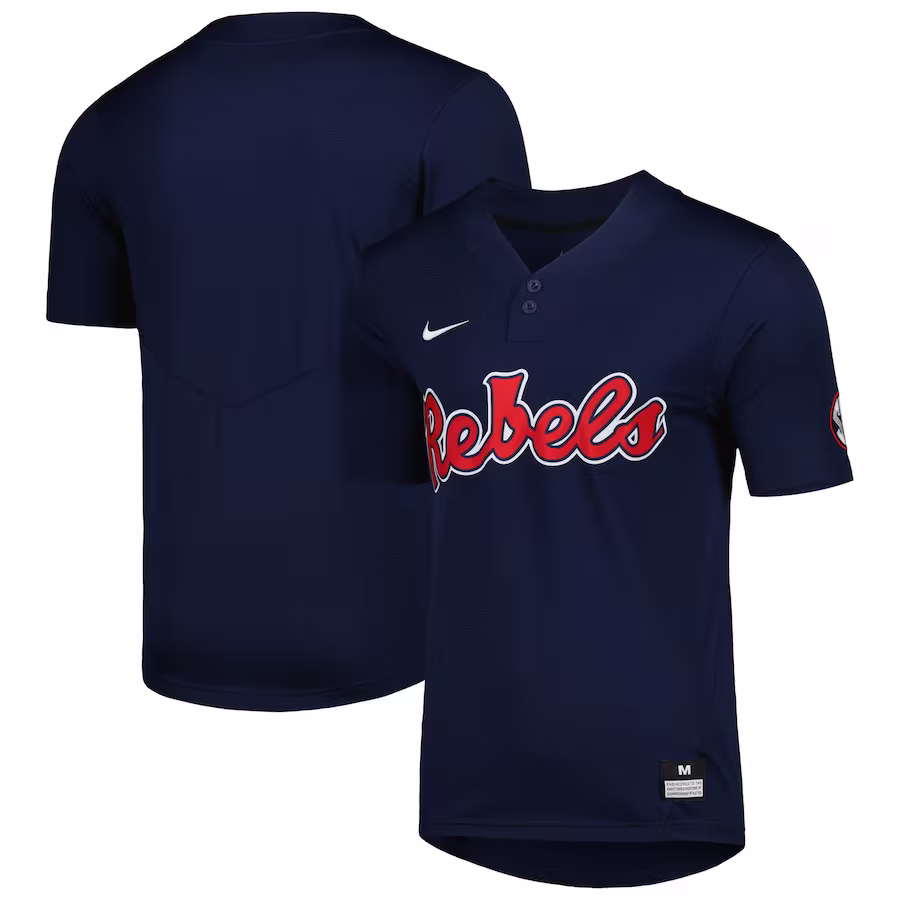 Ole Miss Rebels Nike 2-Button Replica Baseball Jersey - Navy - U-jersey