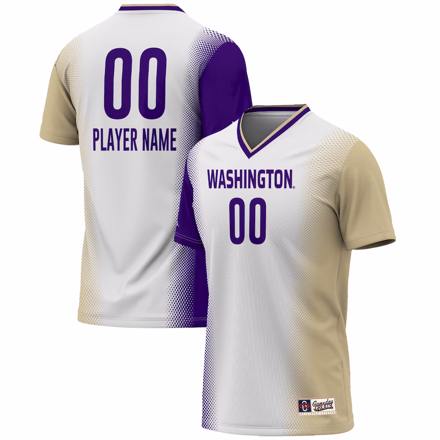 Washington Huskies GameDay Greats Youth NIL Pick-A-Player Lightweight Women's Soccer Jersey - White - U-jersey