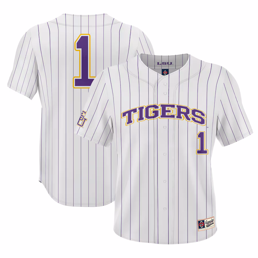 #1 LSU Tigers GameDay Greats Youth Lightweight Baseball Jersey - White - U-jersey
