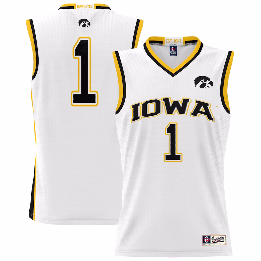 #1 Iowa Hawkeyes GameDay Greats Unisex Lightweight Basketball Jersey - White - U-jersey
