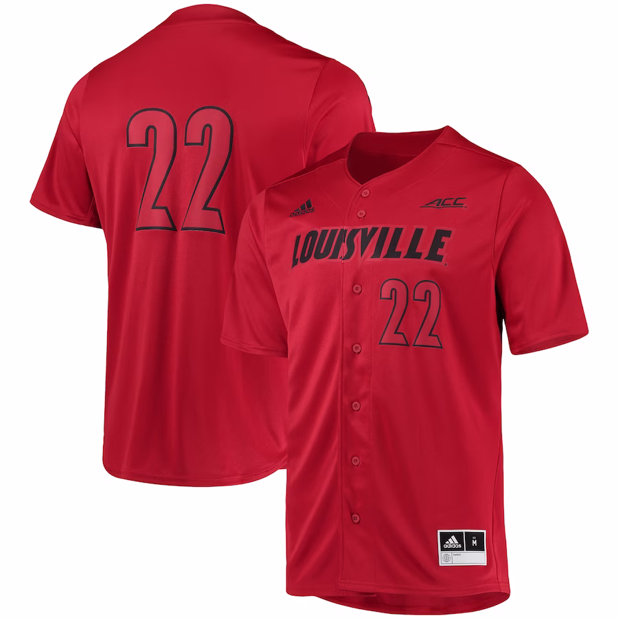 #22 Louisville Cardinals adidas Button-Up Baseball Jersey - Red - U-jersey