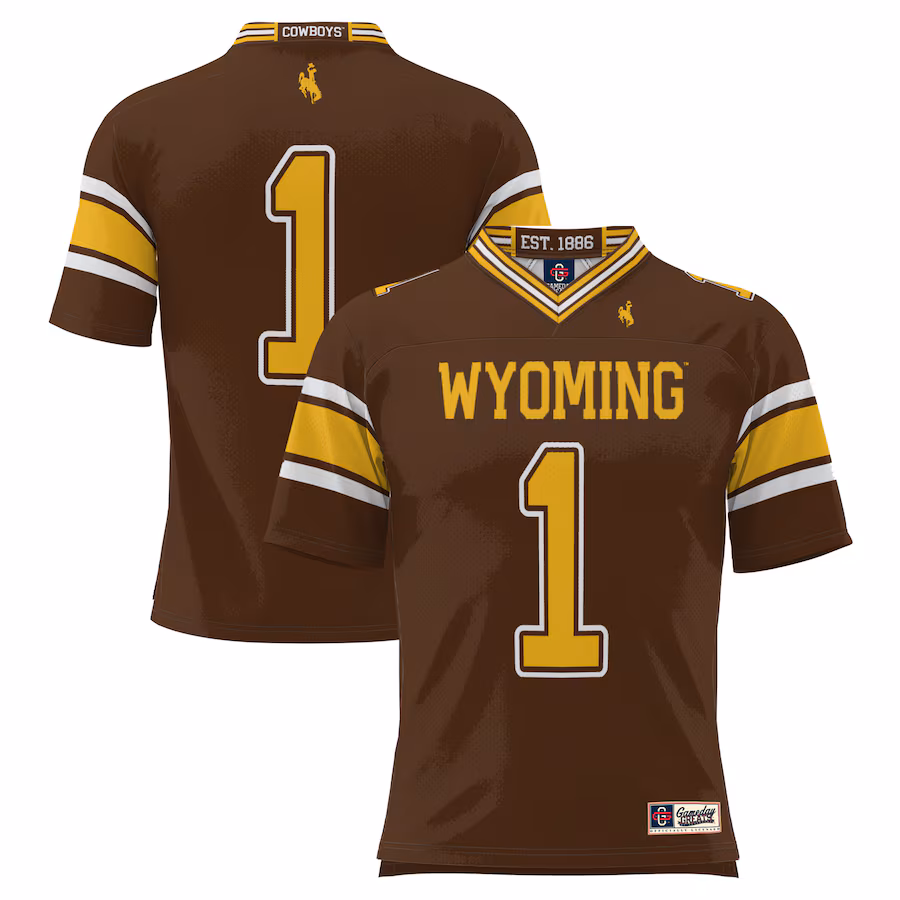 #1 Wyoming Cowboys GameDay Greats Youth Football Jersey – Brown - U-jersey