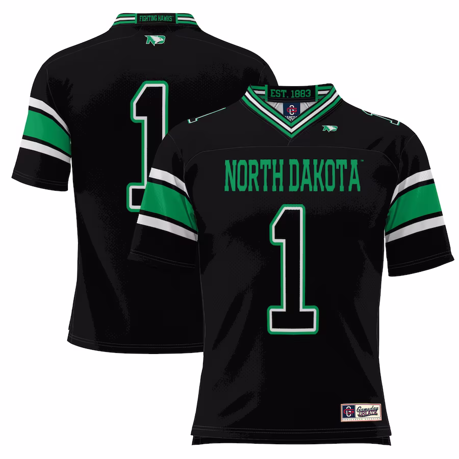 #1 North Dakota GameDay Greats Youth Football Jersey - Black - U-jersey