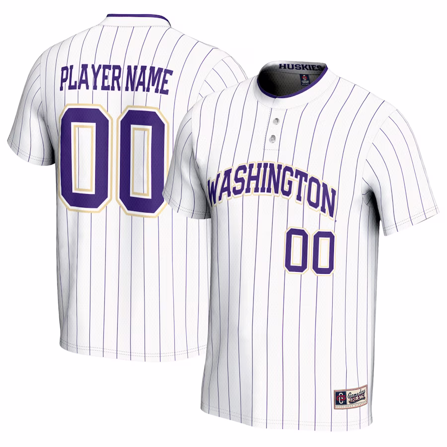 Washington Huskies GameDay Greats Youth NIL Pick-A-Player Lightweight Softball Jersey - White - U-jersey