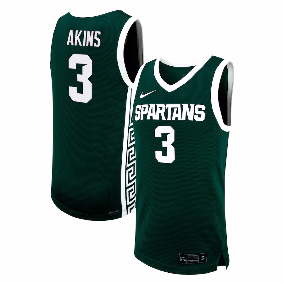 Jaden Akins Michigan State Spartans Nike NIL Basketball Replica Player Jersey - Green - U-jersey