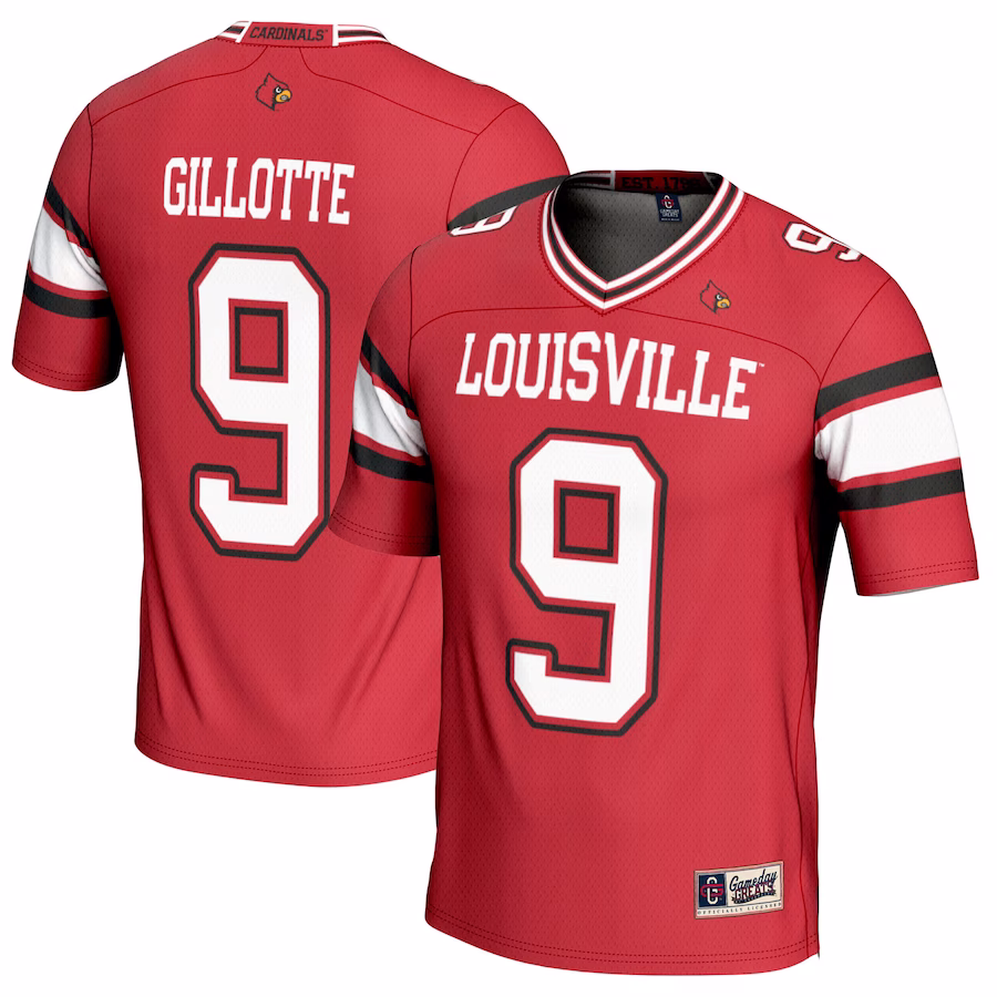 Ashton Gillotte Louisville Cardinals GameDay Greats Youth NIL Player Football Jersey - Red - U-jersey
