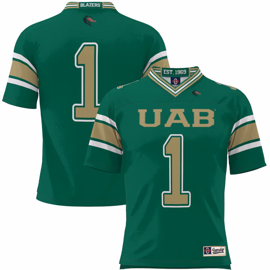 #1 UAB Blazers GameDay Greats Endzone Football Jersey - Green - U-jersey