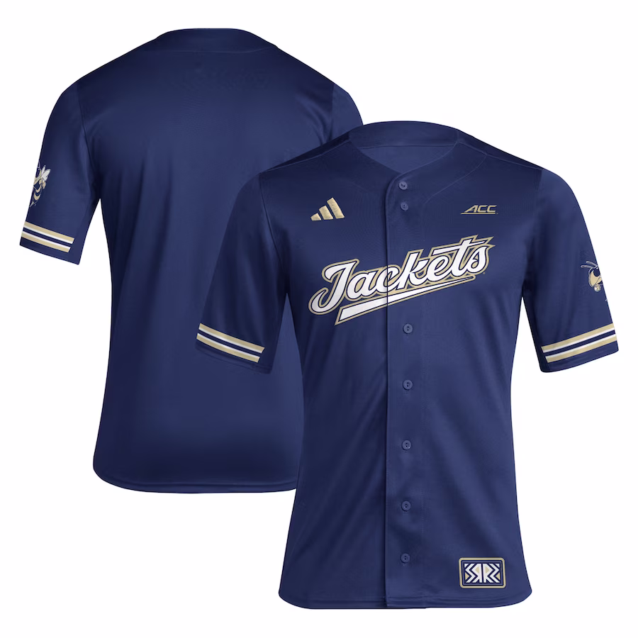 Georgia Tech Yellow Jackets adidas Reverse Retro Replica Baseball Jersey - Navy - U-jersey